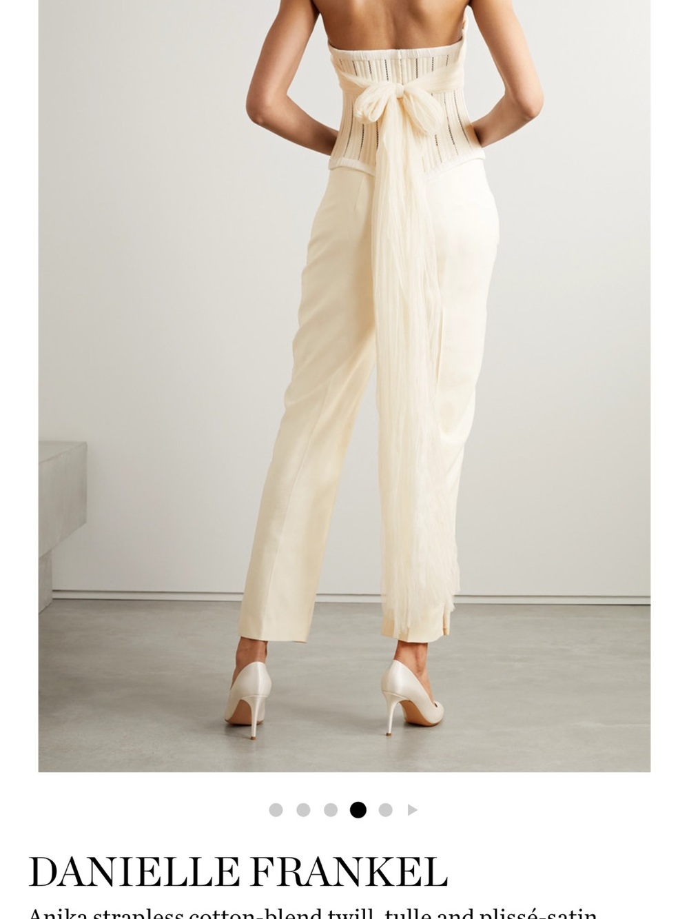 Danielle Frankel Cream Strapless Straight-Leg Jumpsuit
